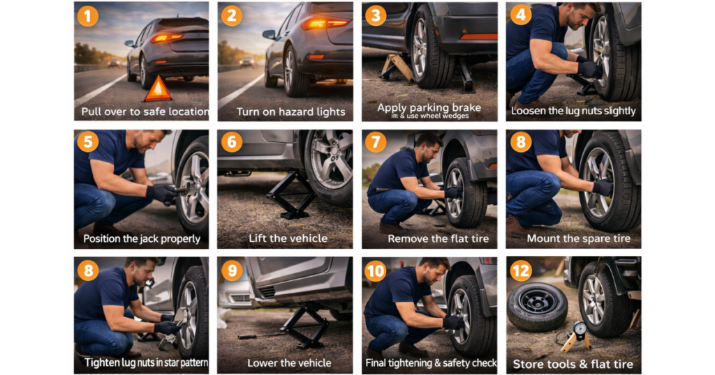 how to change a tire step by step with pictures